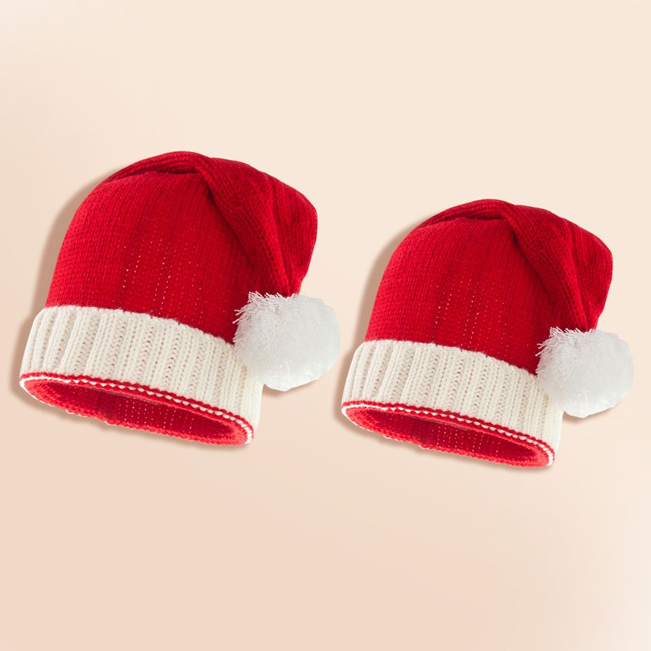 Santa Beanie Hat Christmas Red and White Knitted Christmas Caps Winter Hat Xmas Hats for Mom and Me Red/White big image 4