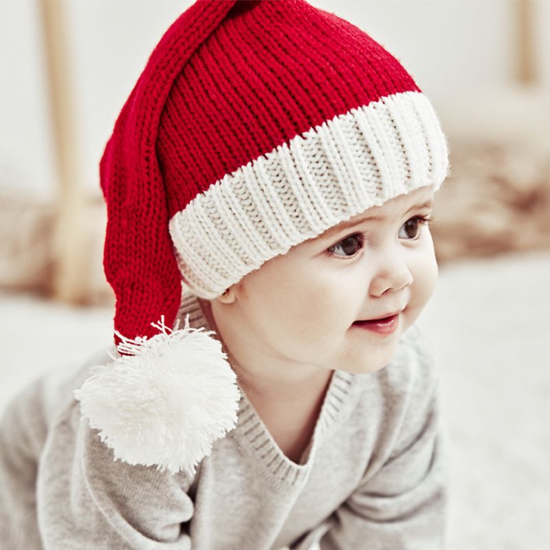 Santa Beanie Hat Christmas Red and White Knitted Christmas Caps Winter Hat Xmas Hats for Mom and Me Red/White big image 9