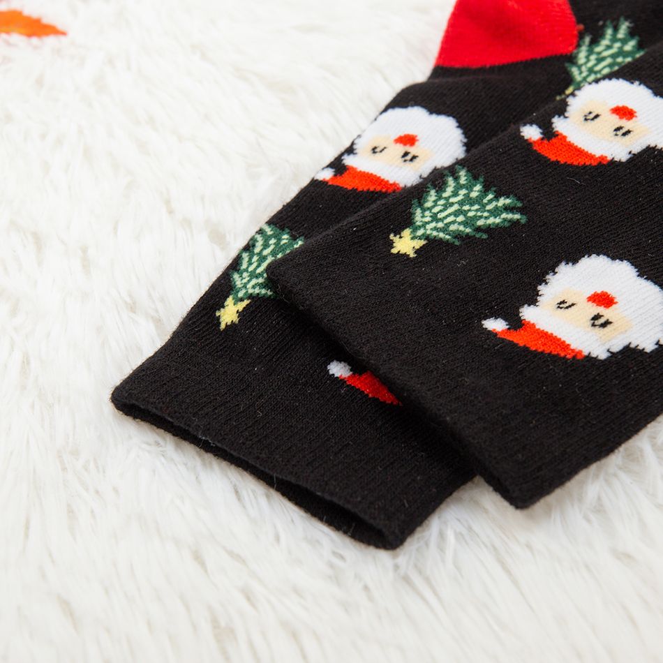 100% Cotton Christmas Santa Pattern Black Socks for Mom and Me Black big image 4
