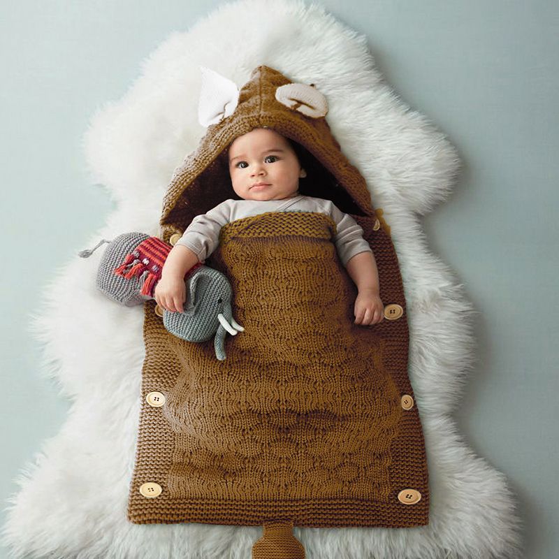 Newborn Baby Hooded Swaddle Blanket Wrap Swaddle Blanket Receiving Blankets Stroller Wrap for Baby Khaki