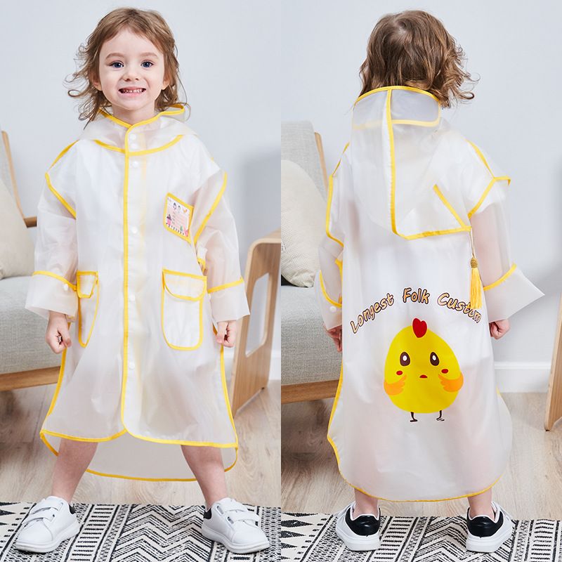Kids Raincoat Portable Reusable Rain Poncho Rain Wear for Children Girls Boys Yellow