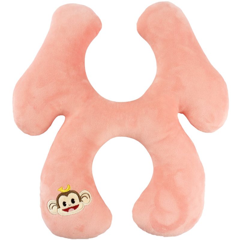 Baby Soft Plush Safety Pillow Cute Monkey Graphic Car Seat Stroller Pillow Infant Head Neck Support Pink