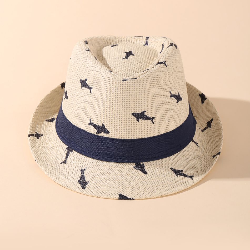 Kid Marine Animal Print Straw Hat Beige