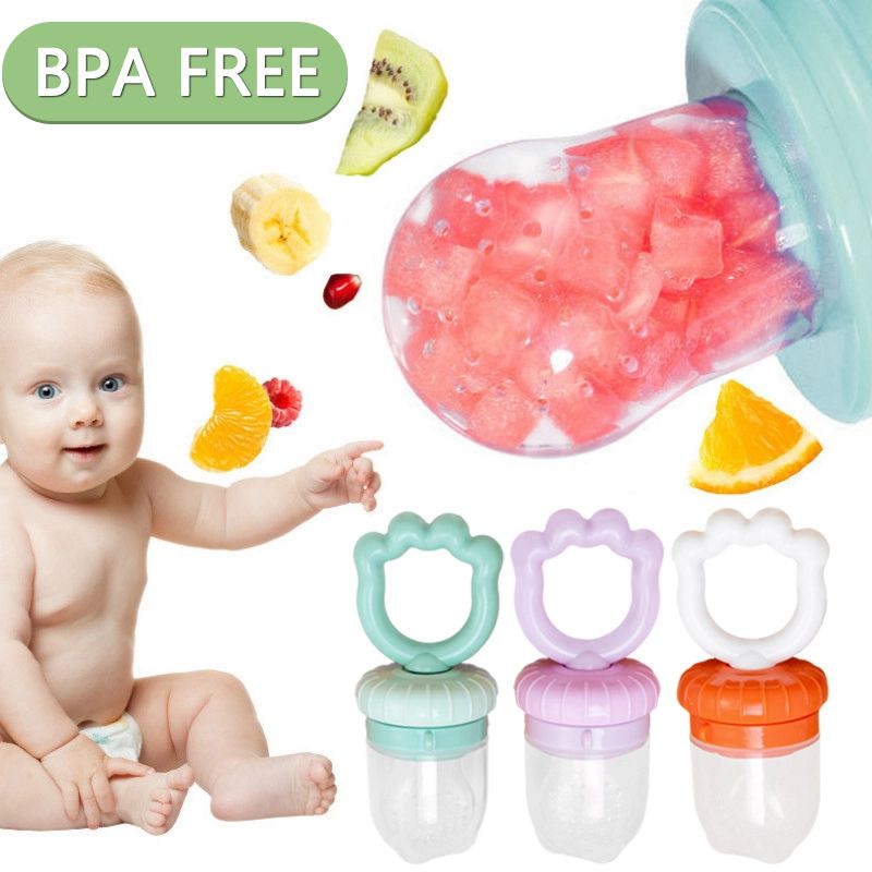 Baby Vegetable Fruit Feeder BPA Free Food Pacifier Chew Feeder Baby Silicone Pacifier Massage Gums Mint Green