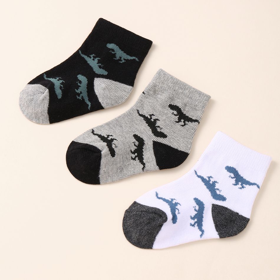 3 pares de meias com padrão de dinossauro bebê Cor-A big image 6