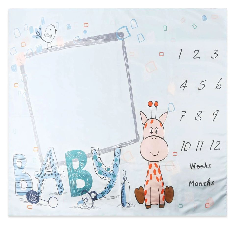 Baby Weekly Monthly Milestone Blanket Giraffe Pattern Newborn Month Picture Blanket with Props White