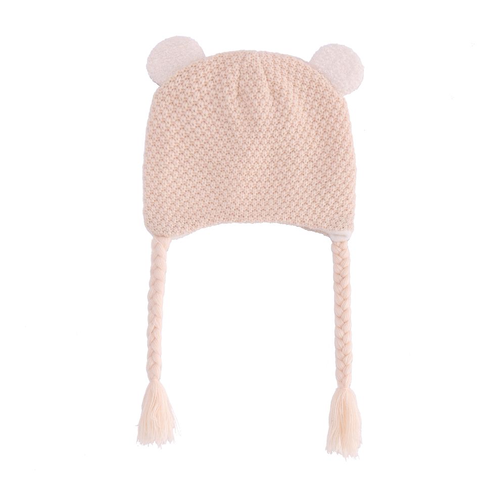 Sombrero trenzado con decoración de doble oreja para bebé/niño pequeño Caqui big image 3