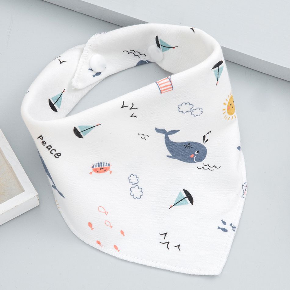 5-pack 100% Cotton Snap Button Baby Bibs Toddler Triangle Scarf Bibs for Feeding & Drooling & Teething Multi-color big image 6