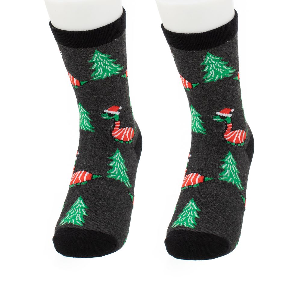 Christmas Pattern Crew Socks for Mom and Me Dark Grey big image 4