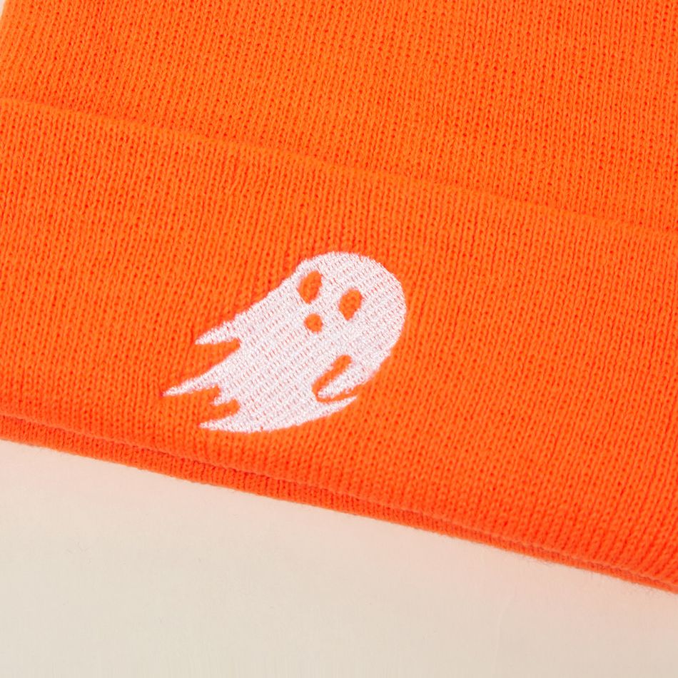 Halloween Ghost Graphic Beanie Hat for Mom and Me Orange big image 5