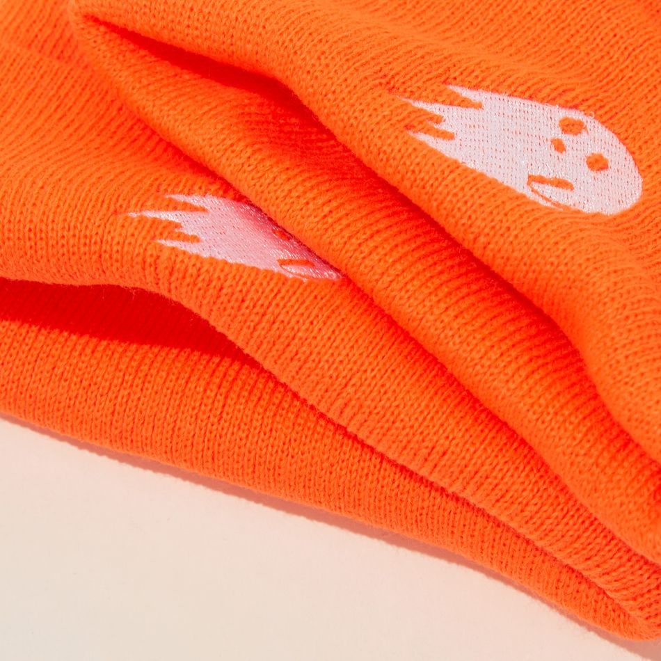 Halloween Ghost Graphic Beanie Hat for Mom and Me Orange big image 6