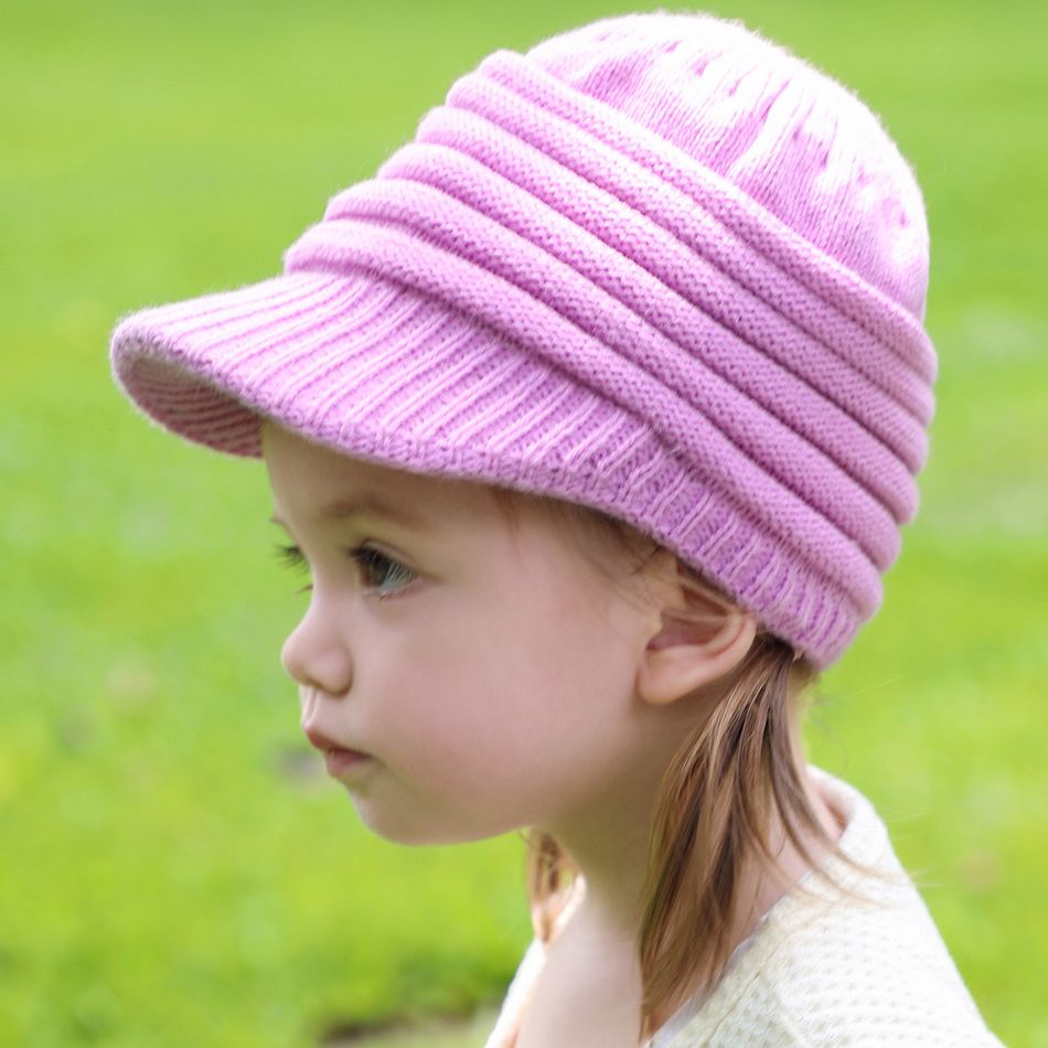 Baby Ruched Design Fleece Lined Cap Purple big image 2