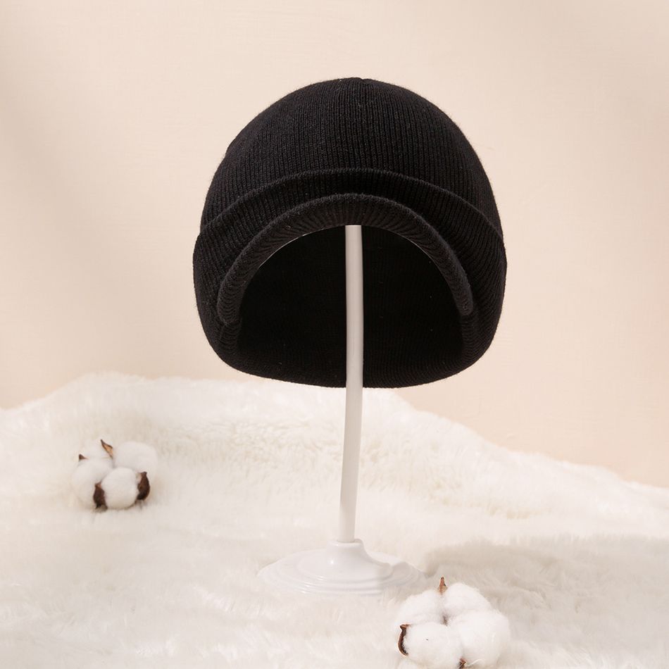 Baby / Toddler Solid Rolled Knit Cap Black big image 3