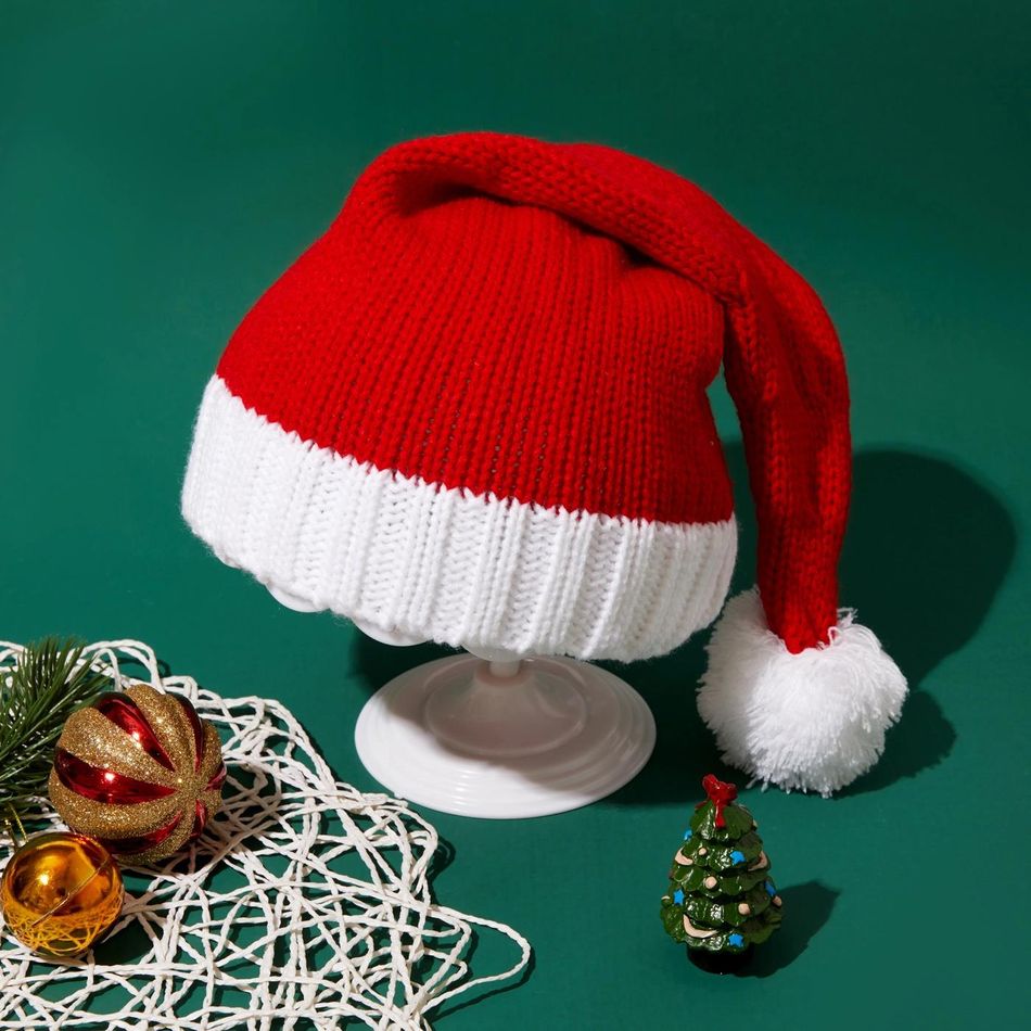 طفل / طفل عيد الميلاد قبعة صغيرة محبوكة أحمر big image 1