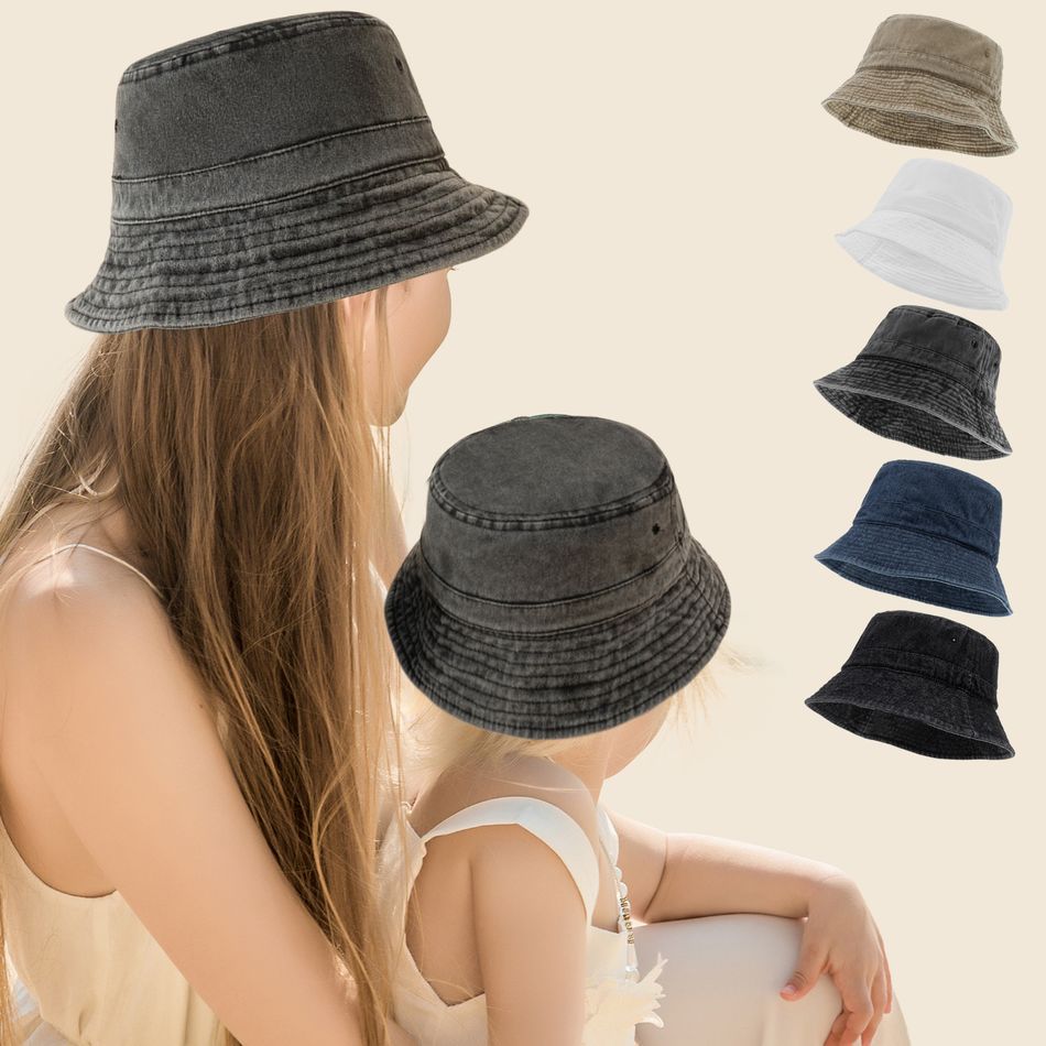 Denim Bucket Hat for Mom and Me Dark Grey big image 2