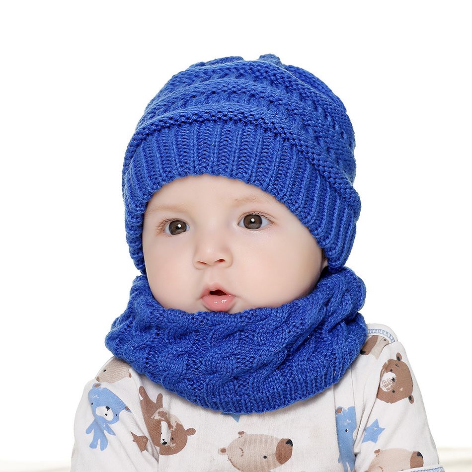 2-pack Baby Fleece Lined Beanie Hat & Infinity Scarf Set Blue big image 2