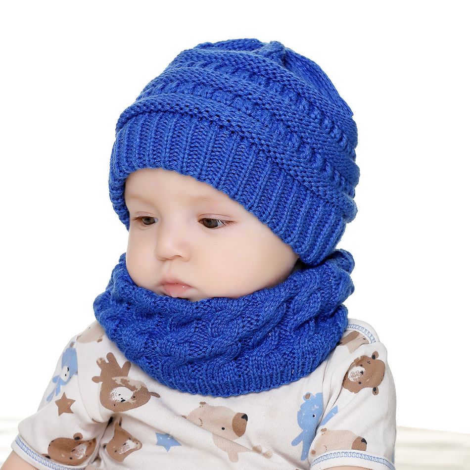 2-pack Baby Fleece Lined Beanie Hat & Infinity Scarf Set Blue big image 5