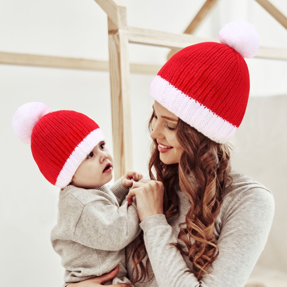 قبعة عيد الميلاد قبعة صغيرة لأمي وأنا أحمر big image 2