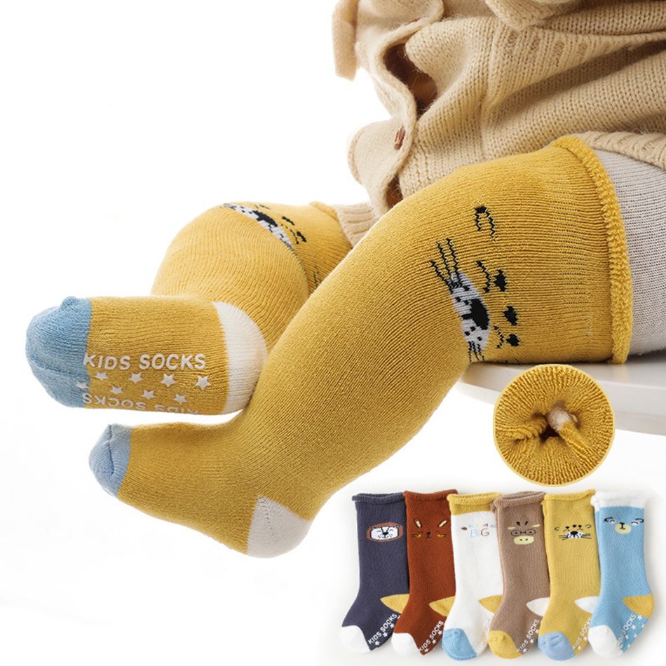 Baby / Toddler Cartoon Animal Print Crew Socks Yellow big image 2