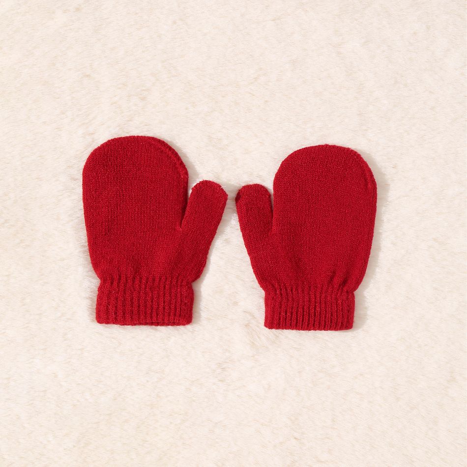 3-pack Baby Solid Beanie Hat & Infinity Scarf & Mittens Gloves Set Red big image 7