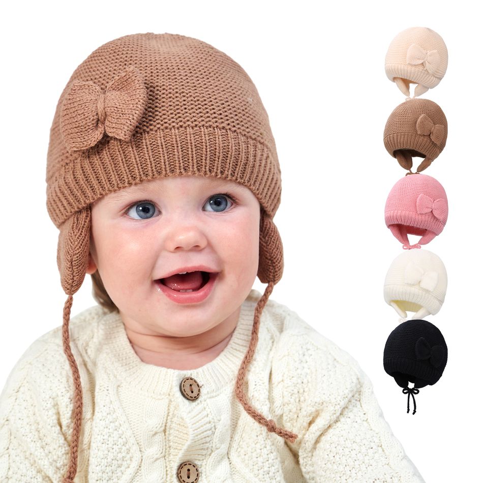 Baby / Toddler Bow Decor Ear Protection Hat Khaki big image 6