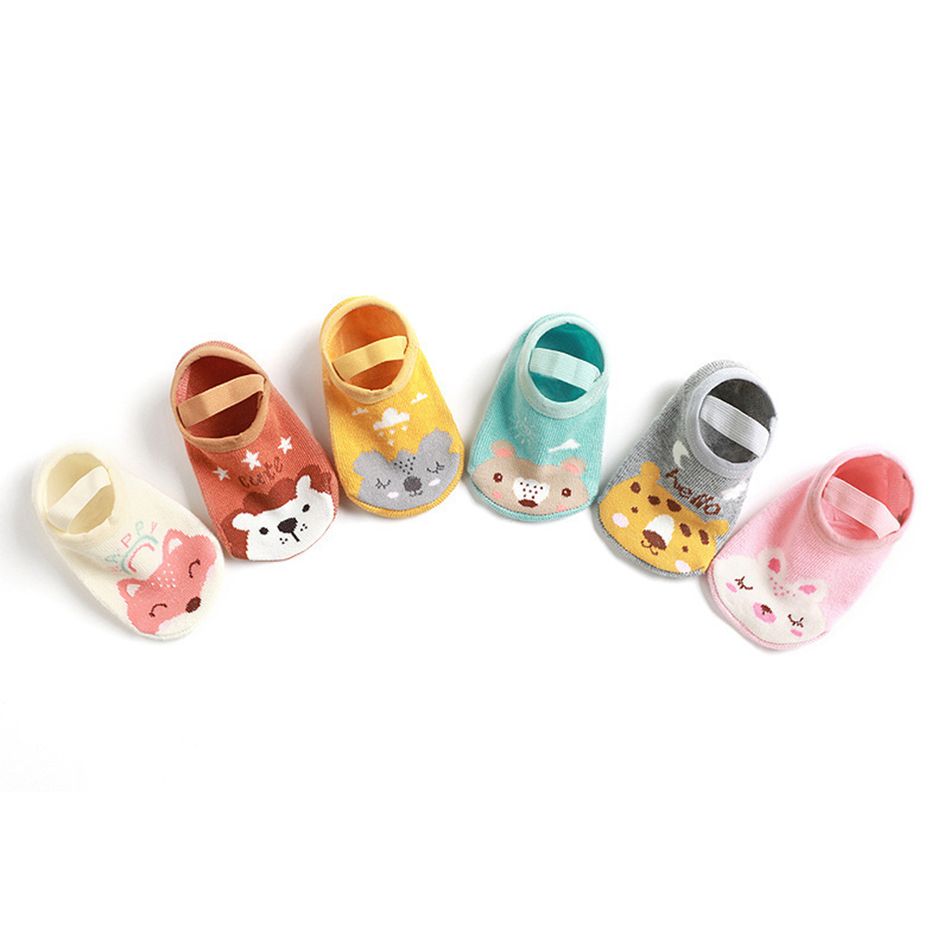 Baby / Toddler Cartoon Animal Pattern Socks with Strap Beige