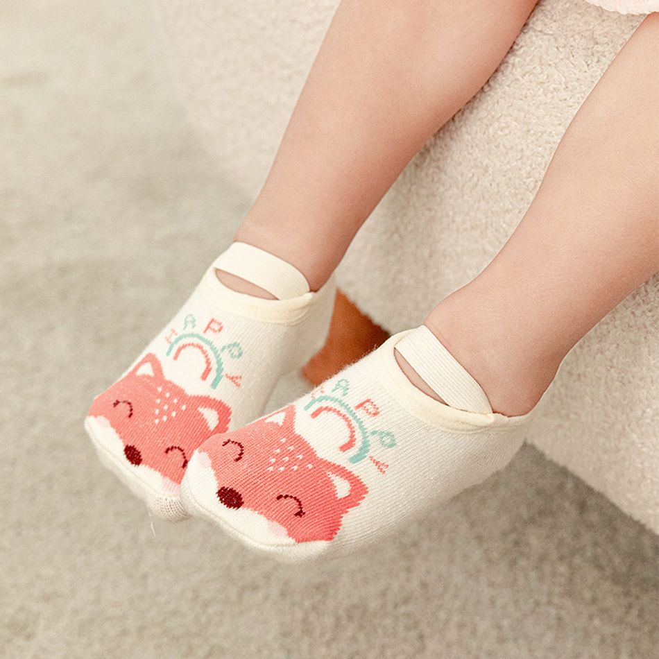Baby / Toddler Cartoon Animal Pattern Socks with Strap Beige big image 2