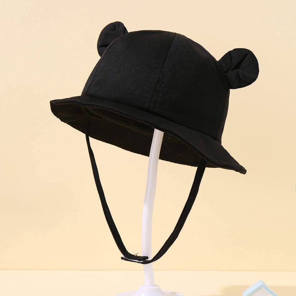 Baby / Toddler Ear Design Plain Bucket Hat Black big image 2