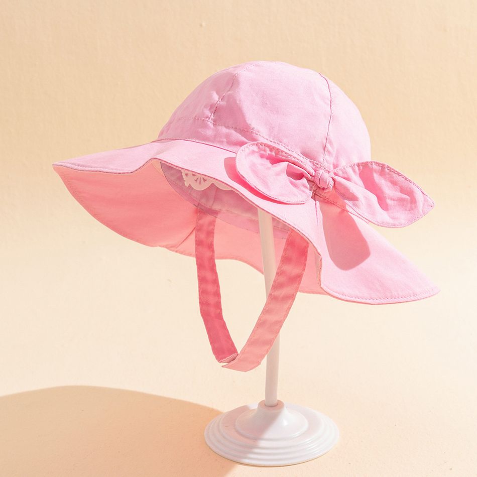 Baby / Toddler Bow Decor Breathable Cotton Visor Hat Pink big image 2