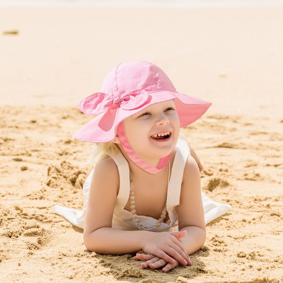 Baby / Toddler Bow Decor Breathable Cotton Visor Hat Pink big image 1