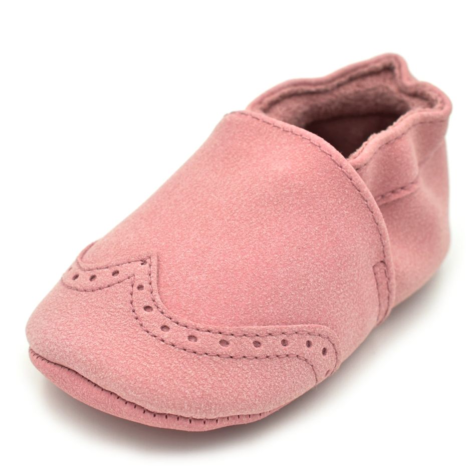 Baby Fashionable Solid Leather Antiskid Prewalker Shoes Pink