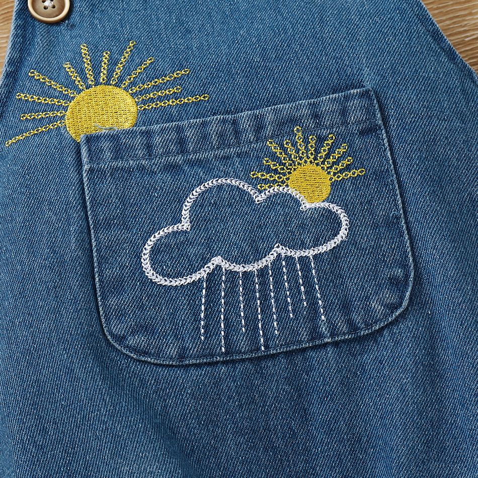 100% Cotton Baby Boy/Girl Embroidered Denim Overalls DENIMBLUE big image 5