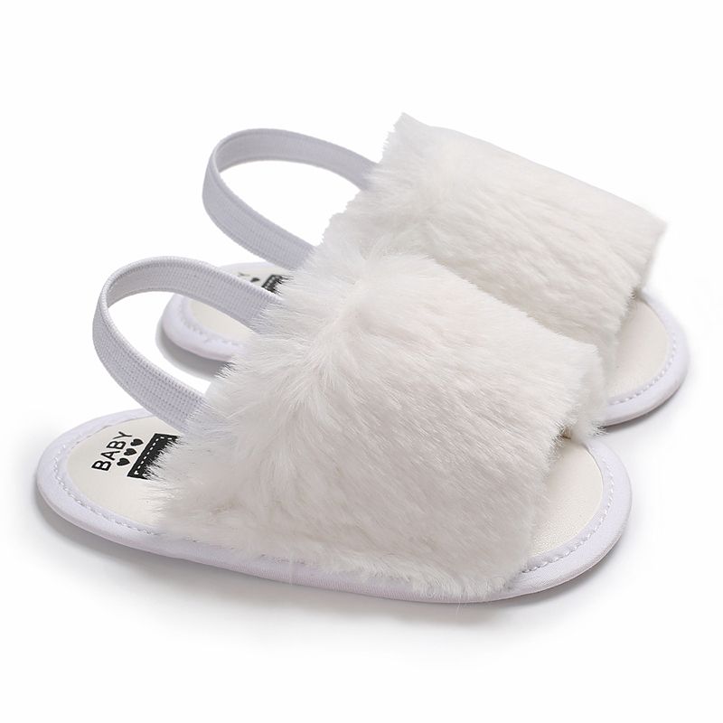 Baby / Toddler Girl Solid Fleece Slippers White