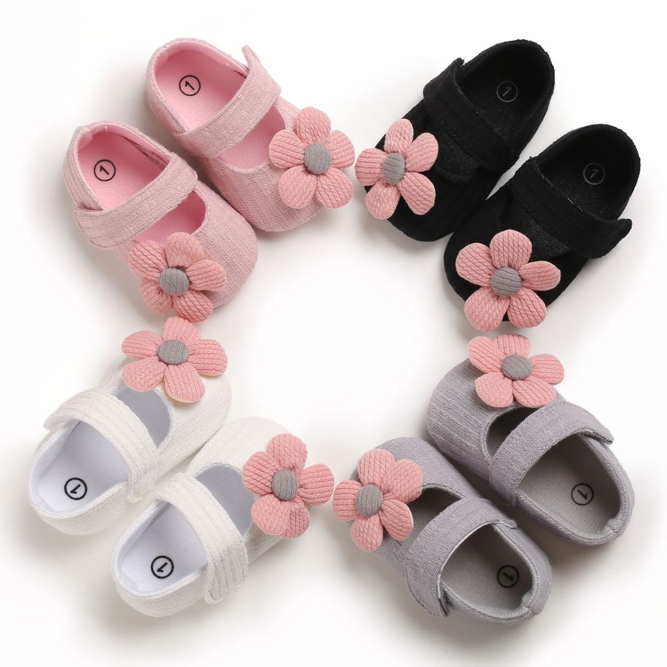طفل / طفل فتاة جميلة 3D الأحذية الفيلكرو الديكور الأزهار أبيض big image 9