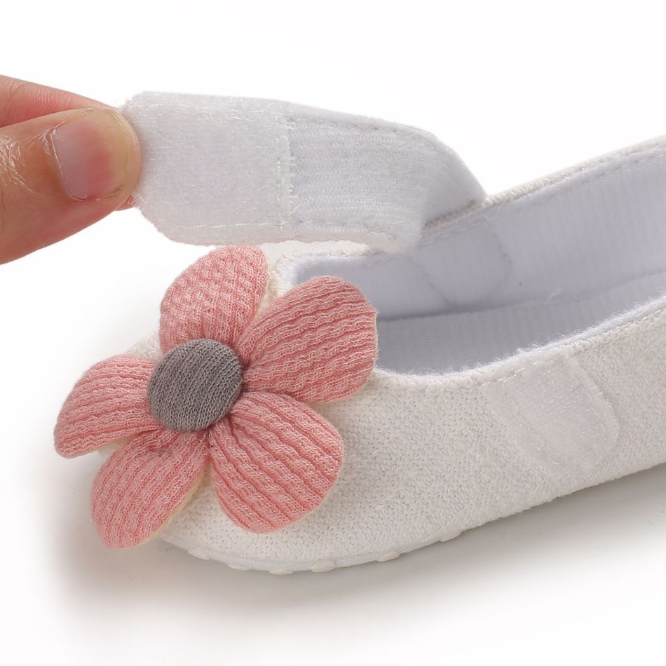 طفل / طفل فتاة جميلة 3D الأحذية الفيلكرو الديكور الأزهار أبيض big image 6