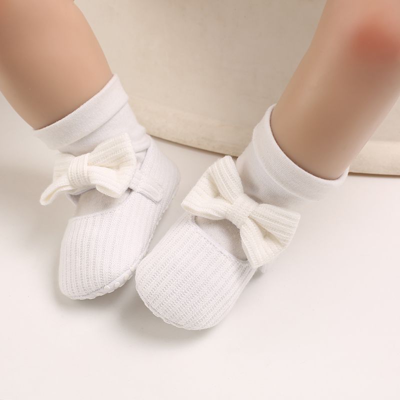 طفل / طفل الفتاة رائعتين الديكور BOWKNOT الأحذية الفيلكرو الصلبة الاميرة أبيض
