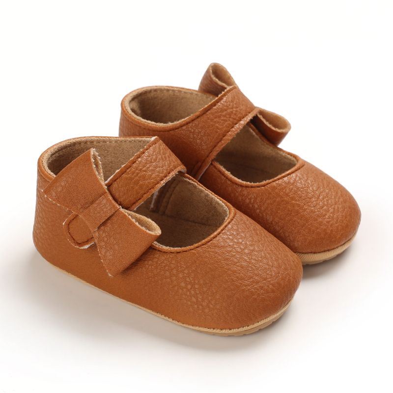 Baby / Toddler Solid Bowknot Velcro Closure Prewalker Shoes Brown
