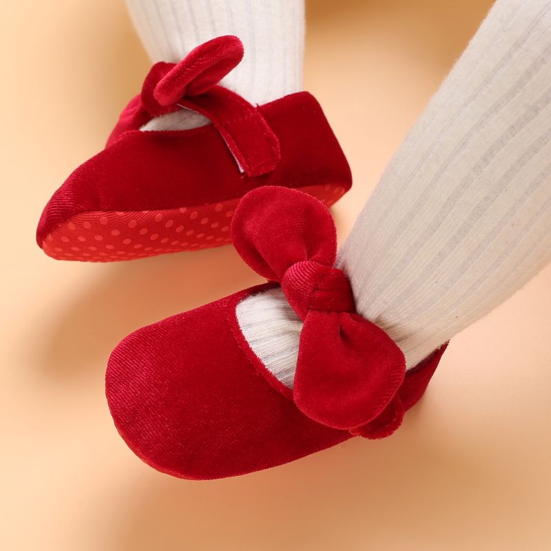 Baby / Toddler Bow Velcro Soft Sole Prewalker Shoes Red big image 4