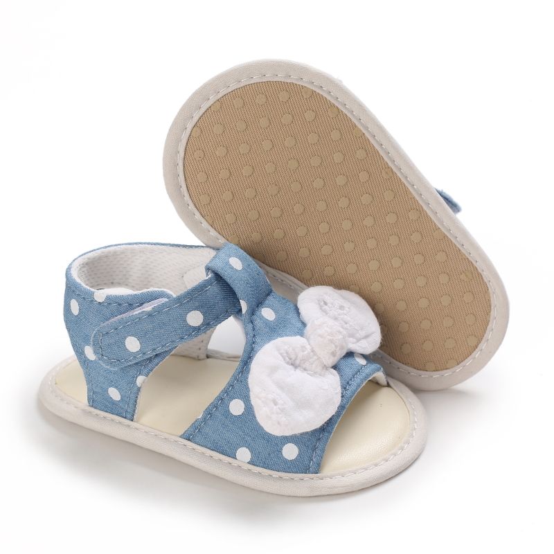 Baby / Toddler Bow Decor Polka Dots Open Toe Sandals Prewalker Shoes Light Blue big image 3