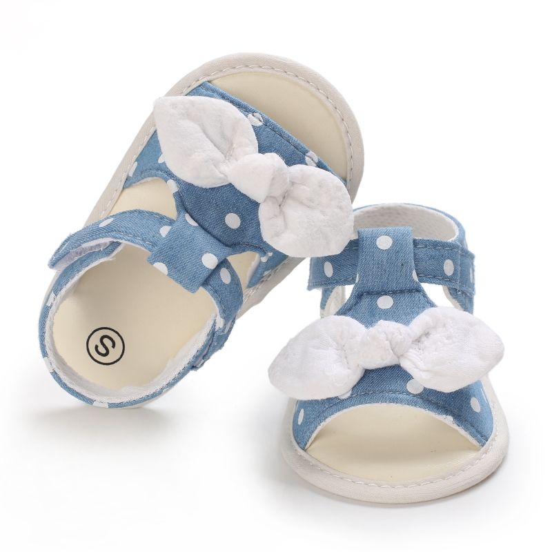 Baby / Toddler Bow Decor Polka Dots Open Toe Sandals Prewalker Shoes Light Blue big image 2