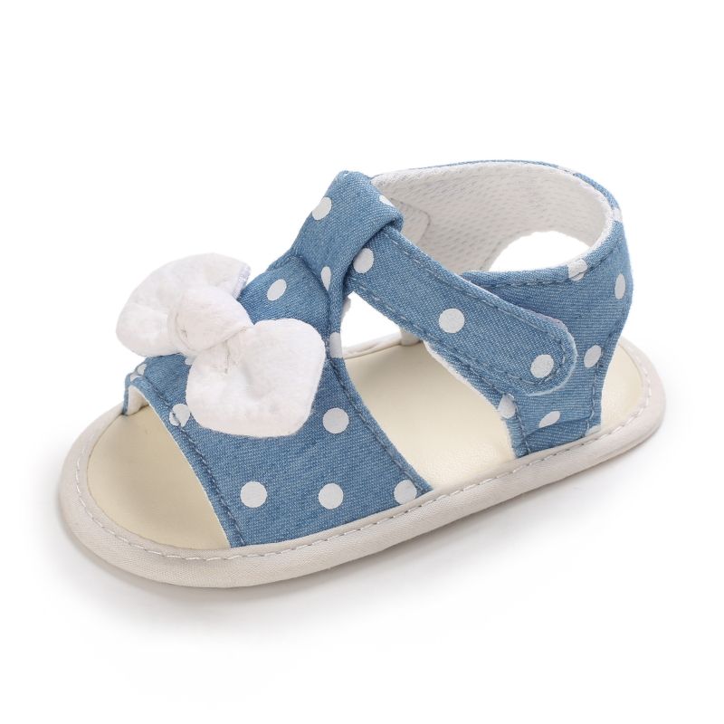 Baby / Toddler Bow Decor Polka Dots Open Toe Sandals Prewalker Shoes Light Blue big image 5