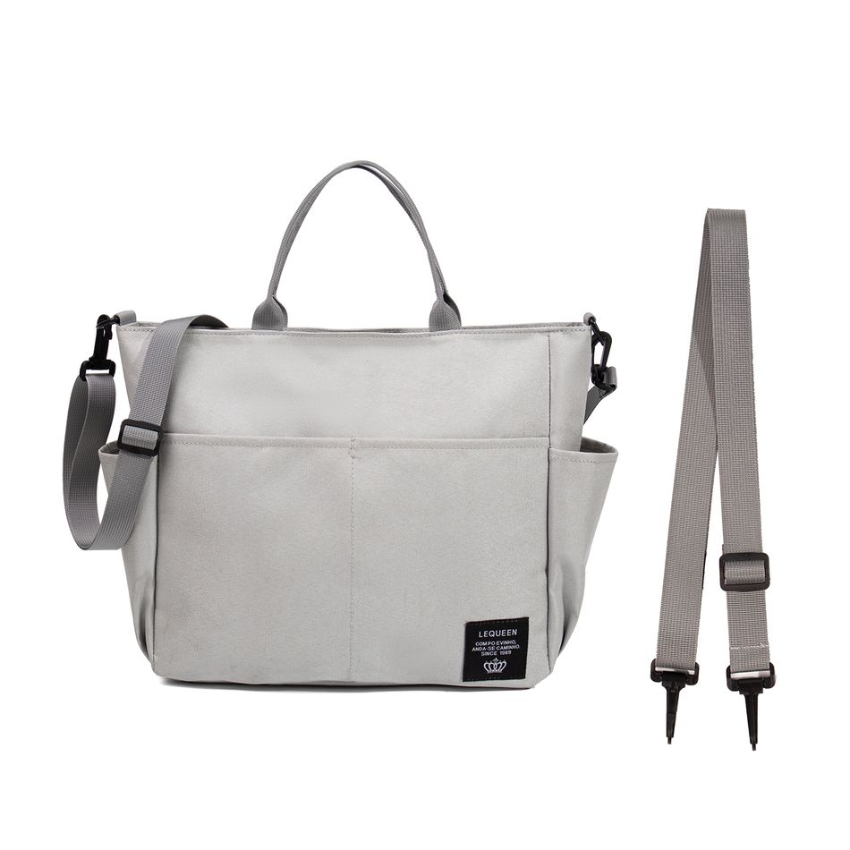 Mom Bag Simple Solid Color Diaper Bag Tote Waterproof Large Capacity Satchel Travel Diaper Tote with Stroller Straps Light Grey