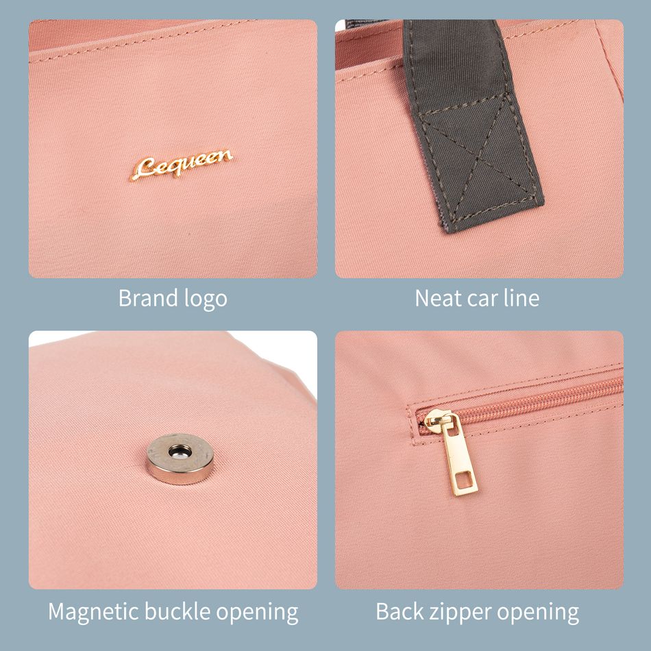 Diaper Bag Tote Multifunction Waterproof Large Capacity Mom Bag Travel Diaper Tote Stylish Durable Handbag Pink big image 5