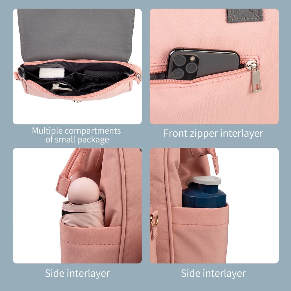 Diaper Bag Backpack Multifunction Waterproof Large Capacity Mom Bag Travel Diaper Backpack with Stroller Straps Pink big image 3