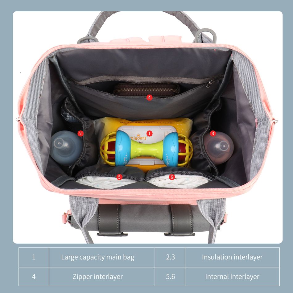 Diaper Bag Backpack Multifunction Waterproof Large Capacity Mom Bag Travel Diaper Backpack with Stroller Straps Pink big image 6