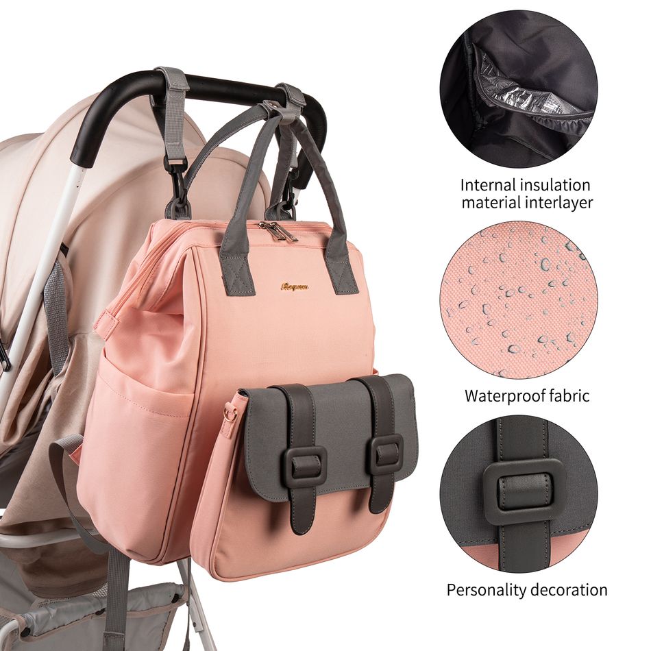 Diaper Bag Backpack Multifunction Waterproof Large Capacity Mom Bag Travel Diaper Backpack with Stroller Straps Pink big image 7