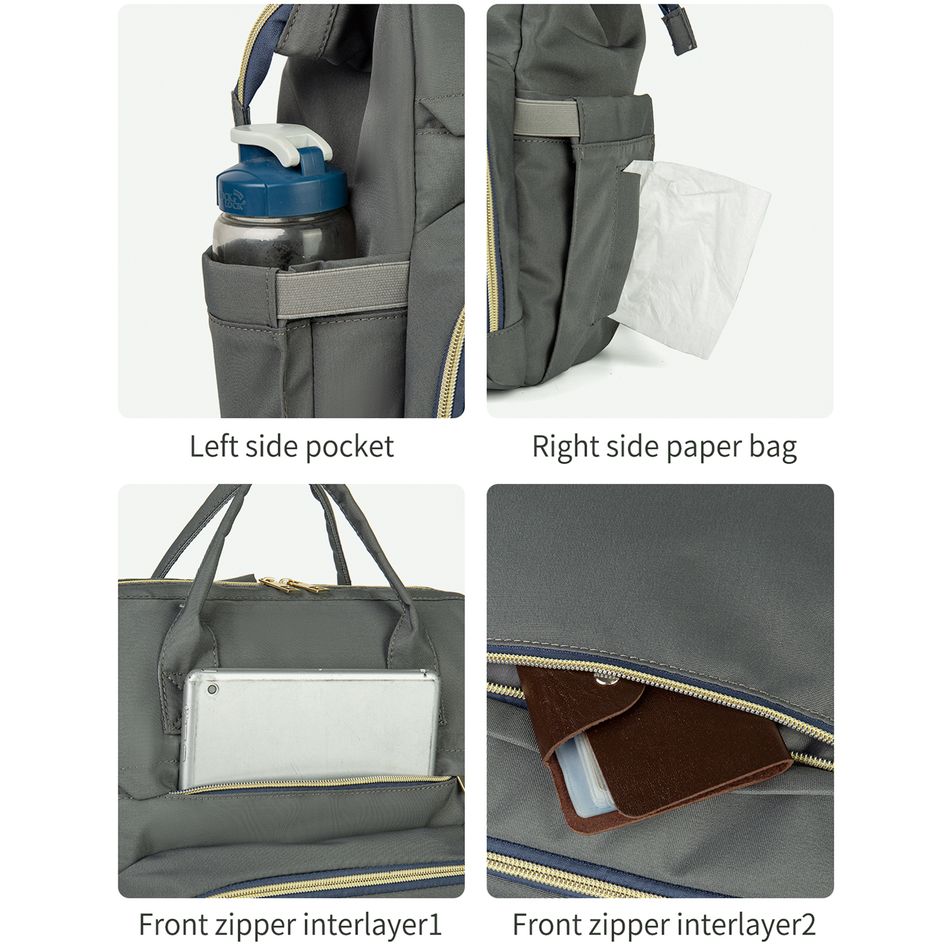 Diaper Bag Backpack Mom Bag Multifunction Waterproof Large Capacity Maternity Back Pack with Stroller Straps Dark Grey big image 4