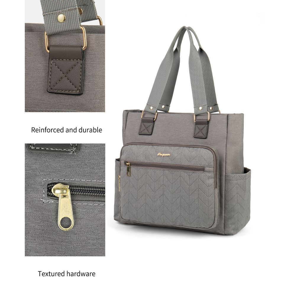 Diaper Bag Tote Multifunction Large Capacity Mom Bag Waterproof Travel Diaper Tote Solid Color Durable Handbag Grey big image 8