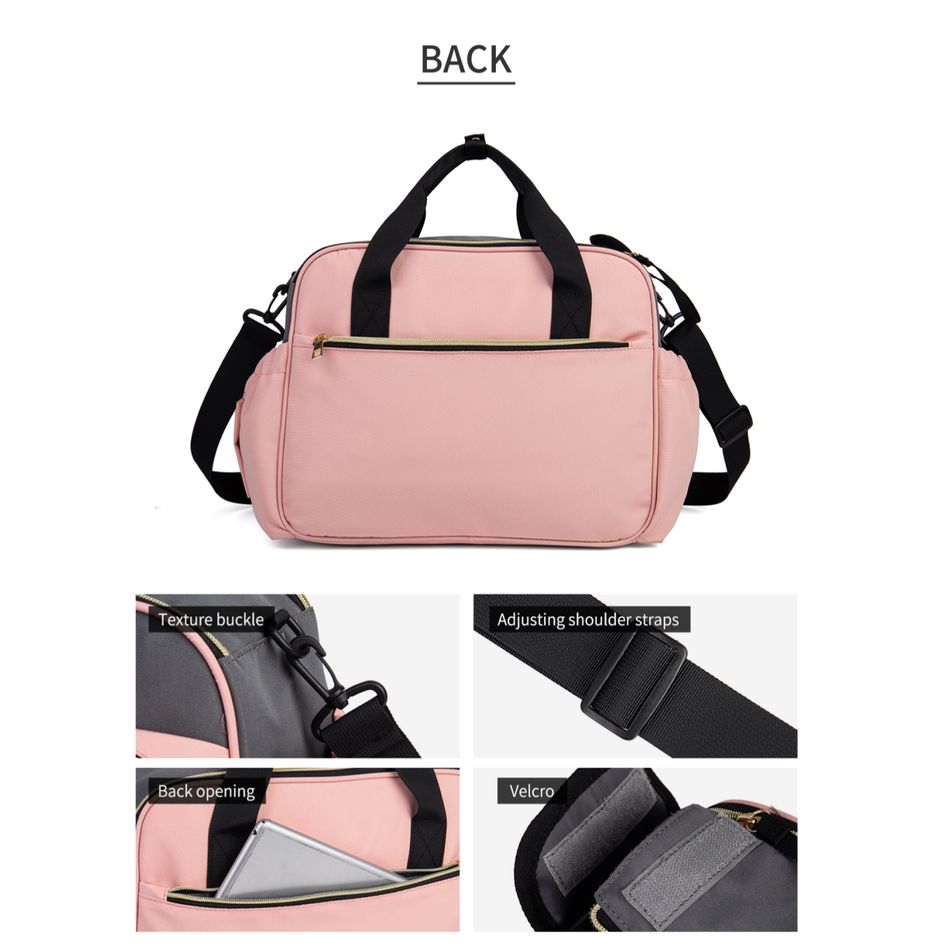 Mom Bag Large Capacity Waterproof Diaper Tote with Adjustable Shoulder Strap Pink big image 3