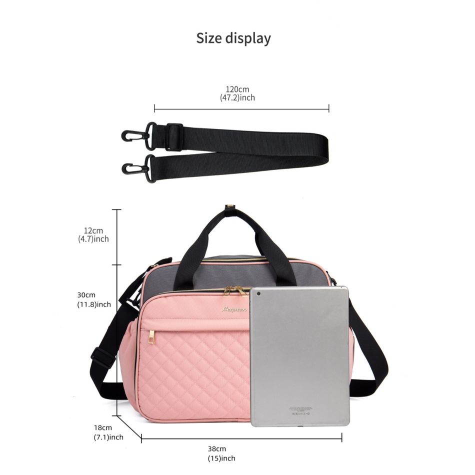 Mom Bag Large Capacity Waterproof Diaper Tote with Adjustable Shoulder Strap Pink big image 6
